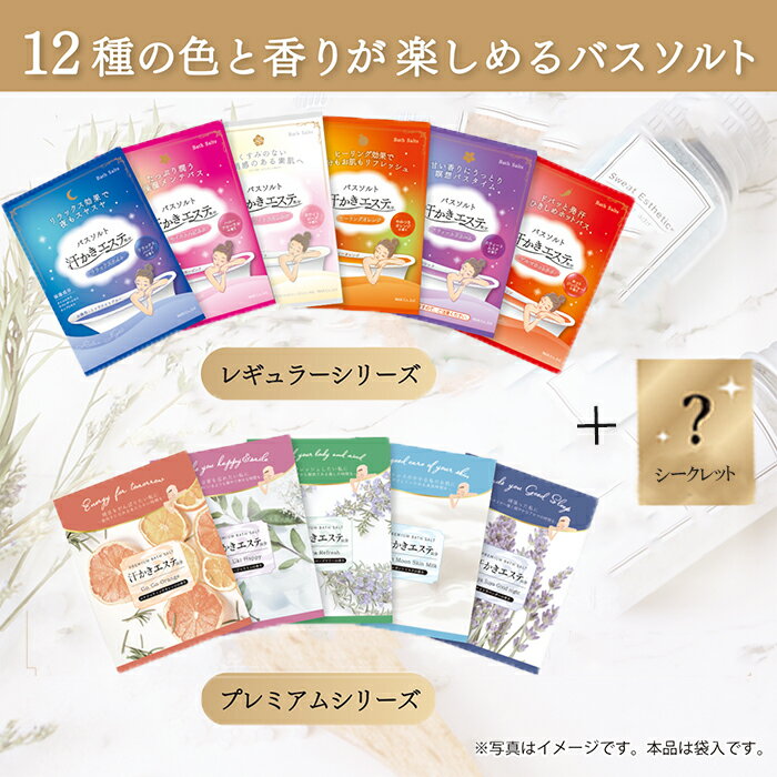 ◆2箱セット48包◆【汗かきエステ気分12種スペシャルBOX】12種の色と香りが楽しめるバスソルト♪ 12種各4包 48包 バスソルト 入浴剤 まとめ セット 塩風呂 プレゼント 半身浴 発汗 スキンケア エステ 塩 風呂 美肌 プレゼント 2