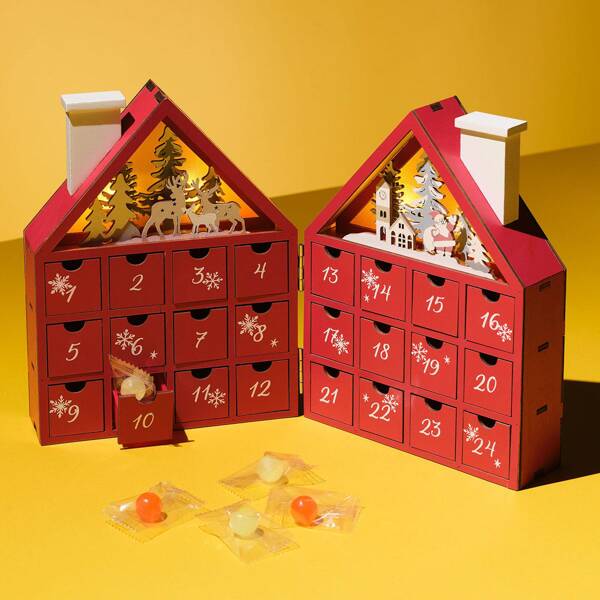 2025 カルディ KALDI ウッドハウスカレンダー(ライト付き）アドベントカレンダー クリスマス ギフト プレゼント 子供 大人 女の子 男の子 お菓子 カウントダウン キャンディ 飴 あめのサムネイル