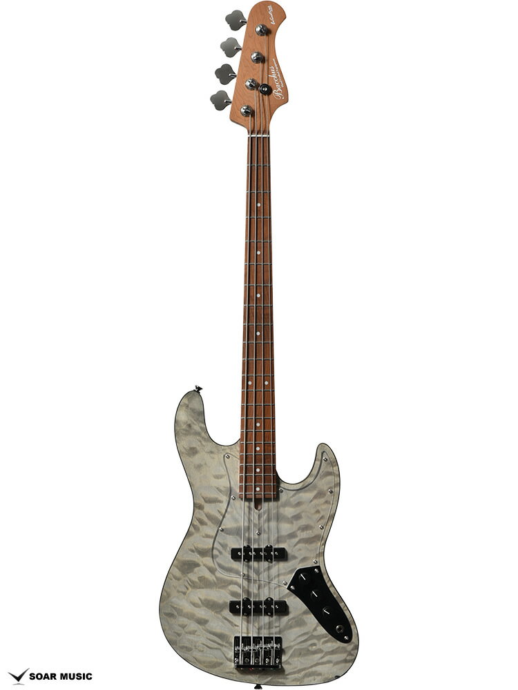 【アウトレット商品】 ちょい傷品などを中心にアウトレットモデルとして、特価にて販売中！ いずれも在庫となりますのでご検討の際はお早めにどうぞ！ ??ご確認ください?? アウトレットモデルについて　　 打痕や塗装不良、微細な塗装のヒビなど外観上の理由で大幅にお値引きさせていただいております。 いずれも演奏には支障がございません。 アウトレットモデルにつきましては外観上の問題を理由とする返品・交換・その他の対応はお受けできませんので予めご了承くださいませ。 （当店オリジナルサービス） 初期調整のうえでお届けするので、細かい調整をすることなくすぐに弾いていただけます。 ※掲載写真は実際にお届けする楽器を撮影しています。 ※木材の杢目や色味は個体ごとに異なります。 〜WL4-QM RSM/Mについて〜 【新始動！Bacchus Japan Tune-upシリーズ】 Headway、Seventy Sevenにて評価をいただいているJapan Tune-up series（通称『JTシリーズ』）が、ついにBacchusでも始動。JTシリーズの製品では全てプレイヤーがすぐに実践使用を開始できることをイメージし、長野県松本市にあるディバイザー専門部署において1台1台手間暇を惜しまず調整とセットアップを行っています。 2001年から始まったBacchus最高級ラインのHandmade Seriesのスピリットを受けつぎ、プレイヤーの皆様が安心してその身を預け、最高のパフォーマンスを生み出す楽器を送り出します。 最大の特徴は、経験豊富な日本の職人の手によって行われる最終工程。ディバイザーが有する国内部署「WDG（Workshop Deviser Guitars）」にて、プレイアビリティに直結する部分を丁寧に仕上げます。 ■演奏性が向上するナット・サドル加工 ■正確なトーンを生み出すフレットの仕上げ処理 上記の作業に加えて、弾きやすさに直結する弦高調整や指板の最終仕上げなどもチューンナップの項目として徹底的に行います。新品のギター、ベースは何かと弾きづらさを抱えることが多いですが、JTシリーズではご購入いただいたその日からプレイヤーの音楽ライフを支えられるようこだわりを持ち続けています。 【高級感のあるキルトメイプルトップ】 ※キルトメイプルの杢目には個体差があります。 ボディトップには美しい杢目が目を引く、キルトメイプルを採用。つや消しタイプのマットな仕上げにより、キルトトップでありながらも非常に落ち着いた印象に。 （※画像はカラーサンプルです。製品版ではボディ外周にブラックのバインディングが施されます。） 本機の特徴として、全6色の豊かなカラーバリエーションをラインナップ。自分だけの個性あふれる一本を手にしていただけます。 【WOODLINEゆずりのスリムボディ】 Handmadeシリーズで培った“WOODLINE”の持つ、ディンキーシェイプのボディを継承。一般的なJBタイプのエレキベースよりややスリムに設計されており、プレイアビリティに優れます。またボディ外周にはブラックのバインディングが施され、高級感のある引き締まったルックスを目指しました。 【こだわりの真鍮ネックプレート】 比重の高い真鍮（ブラス）製のオリジナルネックプレートを採用。従来品に比べて重量があり、密の詰まった中低音域にかけて広がるベース・トーンが特徴です。 【WOODLINEシリーズ定番のターボスイッチ】 WOODLINEモデルではおなじみの「ターボスイッチ」を本機でも搭載。トーンノブをプルアップすることで、ターボスイッチがオンとなります。2つのシングルピックアップをシリーズ(直列)接続し、太くハムバッキング・ピックアップのようなサウンドを作り出します。(※ターボスイッチがオンの時音量はフロントVolノブで調整します。この時リアVolノブはバイパスされます) 【剛性を高めたローステッドメイプルネック】 Bacchusの新定番として好評のローステッドメイプルネックを本機でも採用。熱処理を加えることでネックとしての高い剛性を誇り反りに強くなるのみならず、立ち上がりの良い乾いたサウンドを得意とします。 【スペックリスト】 Body Top: Quilted Maple Body: Nyato Neck: Roasted Maple Fingerboard: Roasted Maple Nut: PPS Bridge: JB bridge w/ brass saddle Machineheads: Opengear Fret: Nickel Silver Pickup: Original JB set Control: 2Vol, 1Tone (Pull-up = turbo switch) Scale: 864mm(34inch) Fingerboard Radius: 305R Width at Nut: 38.0mm Finish: Open-pore String: D’addario XL-165 Accessories: ギグバッグ、保証書、レンチ