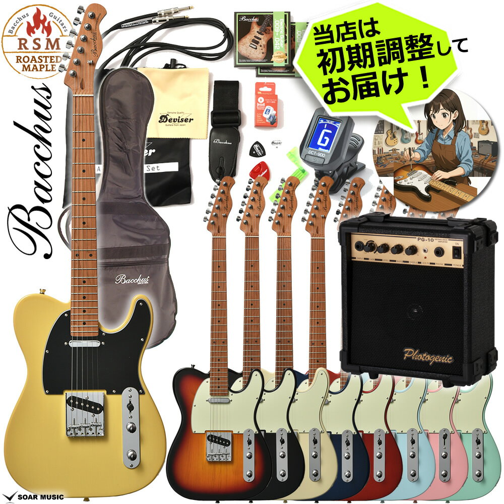Bacchus バッカス BTE-1-RSM/M エレキギター 初心者セット ローステッドメイプル ネック 採用 テレキャスター タイプ ユニバース シリーズ エレキ BTE1 RSM 入門