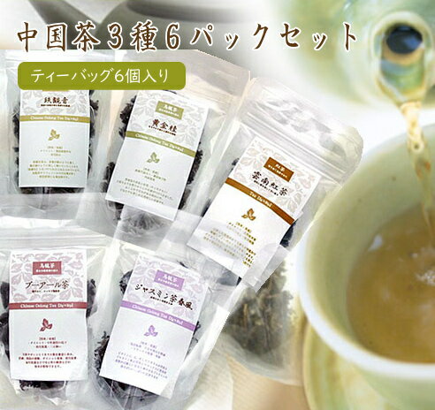 Green Tea - 中国茶 えらべる3種類 6袋セット テトラパック 6個入り 鉄観音 / ジャスミン茶 / プーアル茶 他 普通郵便で 送料無料 ティーバッグ 烏龍茶 ギフト