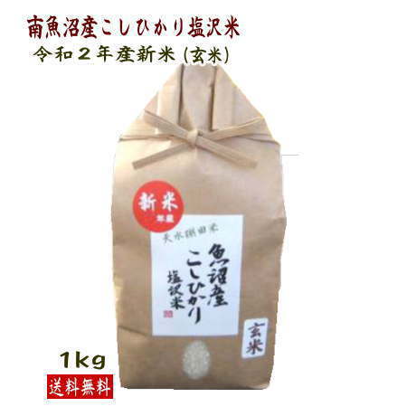 魚沼産コシヒカリ 1kg 玄米 送料無料 特A米 令和2年産 新米 コシヒカリ 産地直送 新潟 塩沢米 一等米