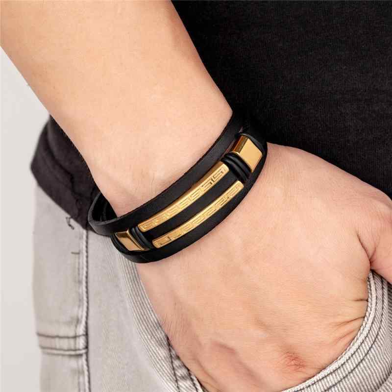 ブレスレット メンズ ステンレス 幾何学模様 格子柄 個性的 電気メッキ加工 バングル…