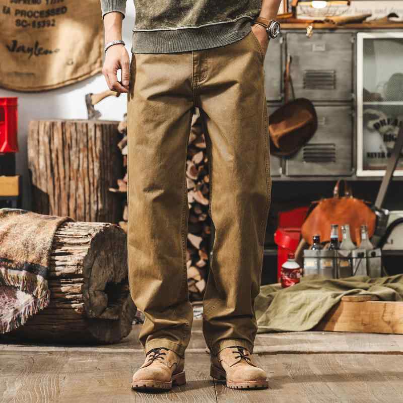 ・カテゴリ: ワークカジュアルパンツ・スタイル: アメカジ・ターゲット層: 18～24歳向けカジュアル・性別: メンズ・主な素材: 綿・生地: ウォッシュドコットン・パンツシルエット: ストレート・丈: フルレングス・ウエスト: ハイウエスト・フロント: ジップフライ・厚さ: 薄手・柄: 無地・シーン: スポーツ・裾: ストレート・加工: ノーアイロン加工・デザイン: ポケット・機能: 耐摩耗・カラー展開: カーキ、ブラック・サイズ展開: 28, 29, 30, 31, 32, 33, 34, 36, 38, 40