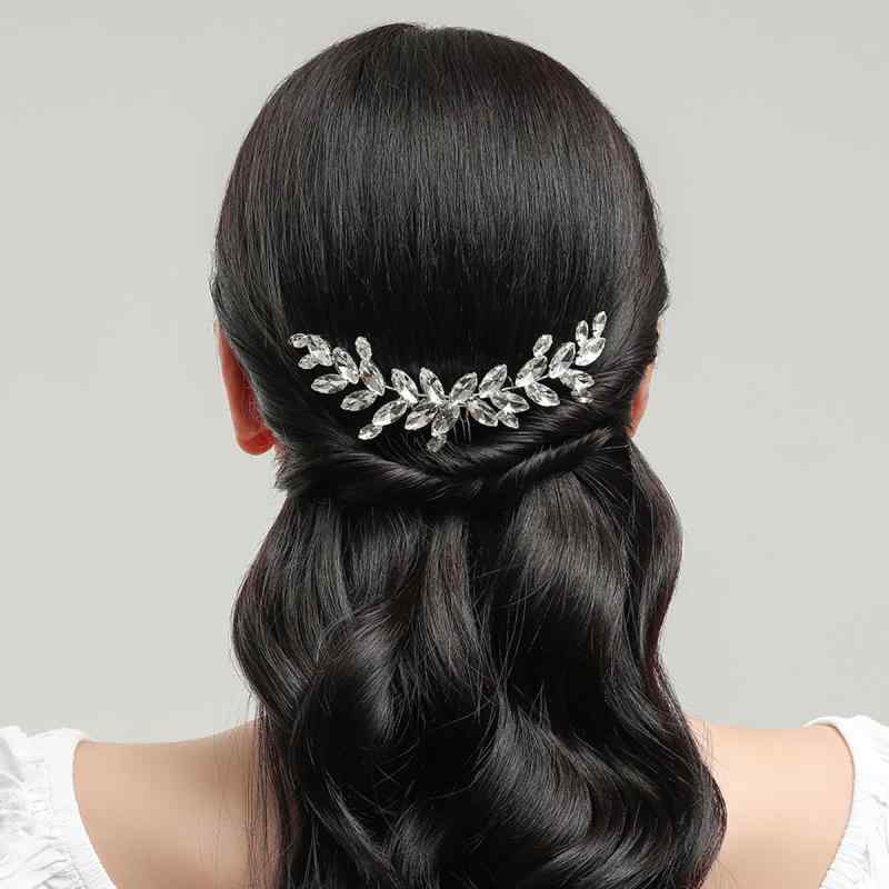 ヘアアクセサリー レディース 女性用 シルバー ガラス ラインストーン ハンドメイ...