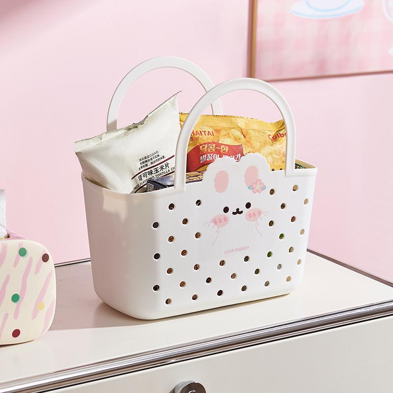 ecoさまご購入　収納バスケットS 白色黄色たまごのうさぎさんと野原の花 ecoさまご購入 収納バスケットS 白色黄色たまごのうさぎさんと野原の花