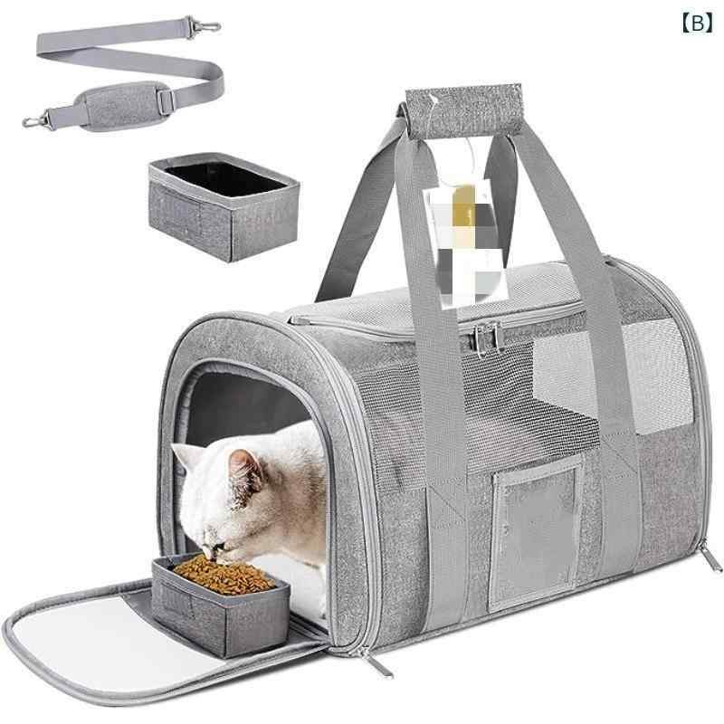 ふんわり暮らし鞄店のペットキャリー 猫用 手提げ リュックサック バックパック 折りたたみ式 ポータブル 通気性 車載 ドライブ ケージ お出かけ 移動 通院 旅行 防災用 オックスフォード生地 丈夫 軽量 ブラック グレー ピンク｜アングル3