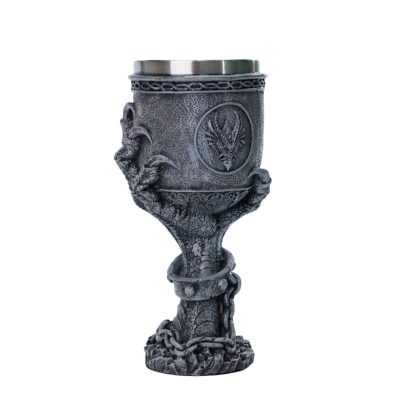 ワイングラス ドラゴンクロー 北欧神話デザイン レトロ調 ユニーク カクテルグラス バー用品 自宅用 樹脂 ステンレス製 200ml