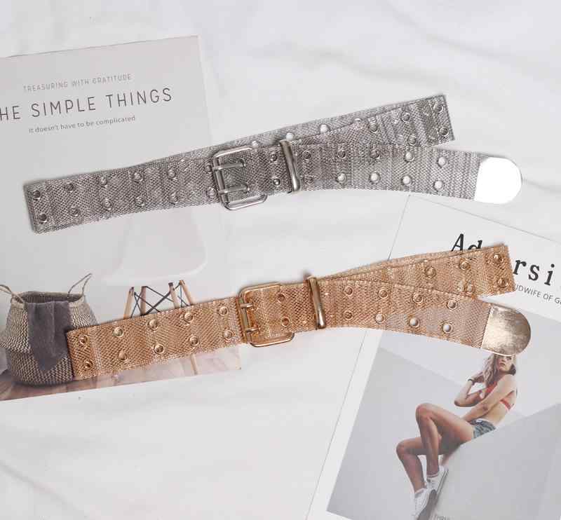 ウエストベルト レディース 女性用 金属製 ゴールド シンプル ワイド ウエストマー...