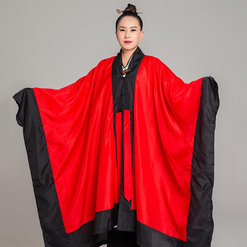 法衣 男女兼用 ユニセックス 道士服 道袍 演劇 舞台 太極拳 コスプレ 時代劇 衣装 イベント 儀式服 祭事 道教 僧侶服 無地 ポリエステル 軽量 ゆったり 赤 黄 レッド イエロー
