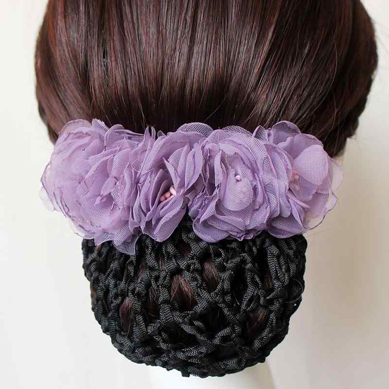 Accessories Supplies - ヘアアクセサリー レディース 職業用 オフィス 接客 ダンス バレエ シニヨン まとめ髪 お団子ネット 蝶々結び リボン 細メッシュ 韓国風 ピンク