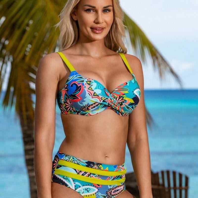 Swimwear - 水着 レディース セパレート ビキニ ハイウエスト ストラップデザイン セクシー 無地 欧米風 カップ付き ノンワイヤー ポリエステル スイムウェア ビーチ ブラック