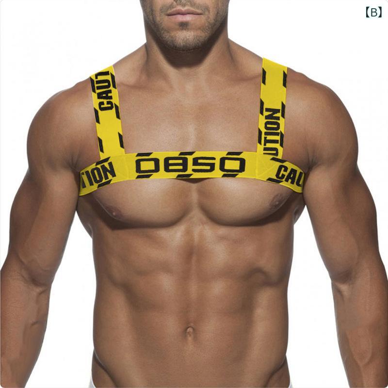 ふんわり暮らし鞄店のスポーツハーネス メンズ 男性用 ナイロン ストレッチ 伸縮性 トレーニング フィットネス ボディメイク シェイプアップ シンプル レタリング デザイン ベルト｜アングル3