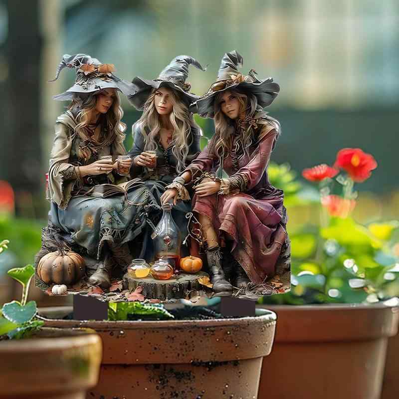 ガーデンオーナメント 女の子 三人 水飲み おしゃべり アクリル 防水 耐摩耗 ガーデンピック 吊り下げ飾り 庭 玄関 室内 おしゃれ かわいい 置物 オブジェ