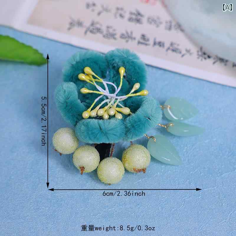 髪飾り レディース 和風 レトロ アンティーク調 フェイクベロア調 ふわふわ 花 ベ...