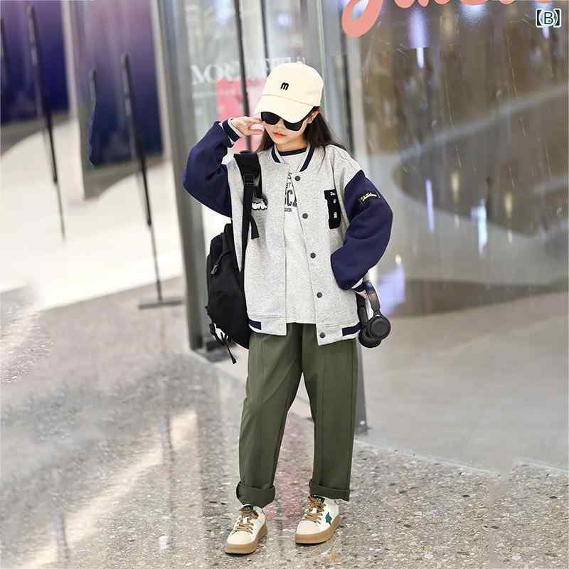 ジャケット キッズ 男女兼用 春秋 長袖 野球 丸襟 前開き スウェット カジュアル 通学 通園 おしゃれ — vista 3