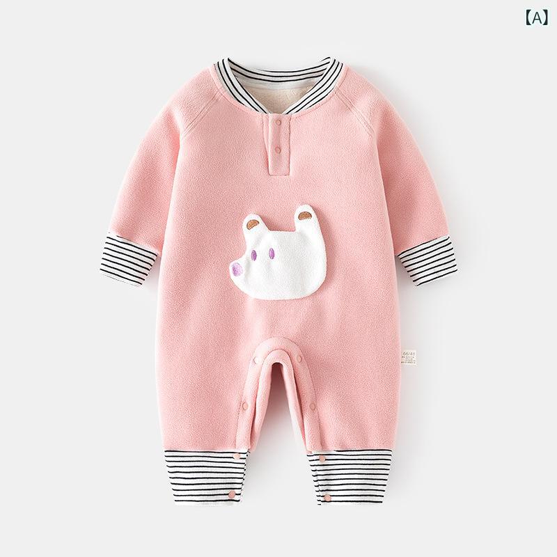 ロンパース ベビー 新生児 幼児 男女兼用 男の子 女の子 もこもこ ボア フリース ...