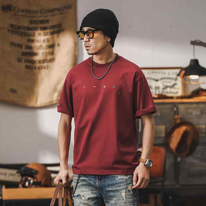 Rakuten - Tシャツ メンズ 男性用 半袖 ヘビーウェイト 厚手 肉厚 クルーネック 丸首 コットンブレンド 綿混紡 無地 ゆったり ルーズフィット オーバーサイズ カジュアル 普段使い 通気性 夏 サマー トップス