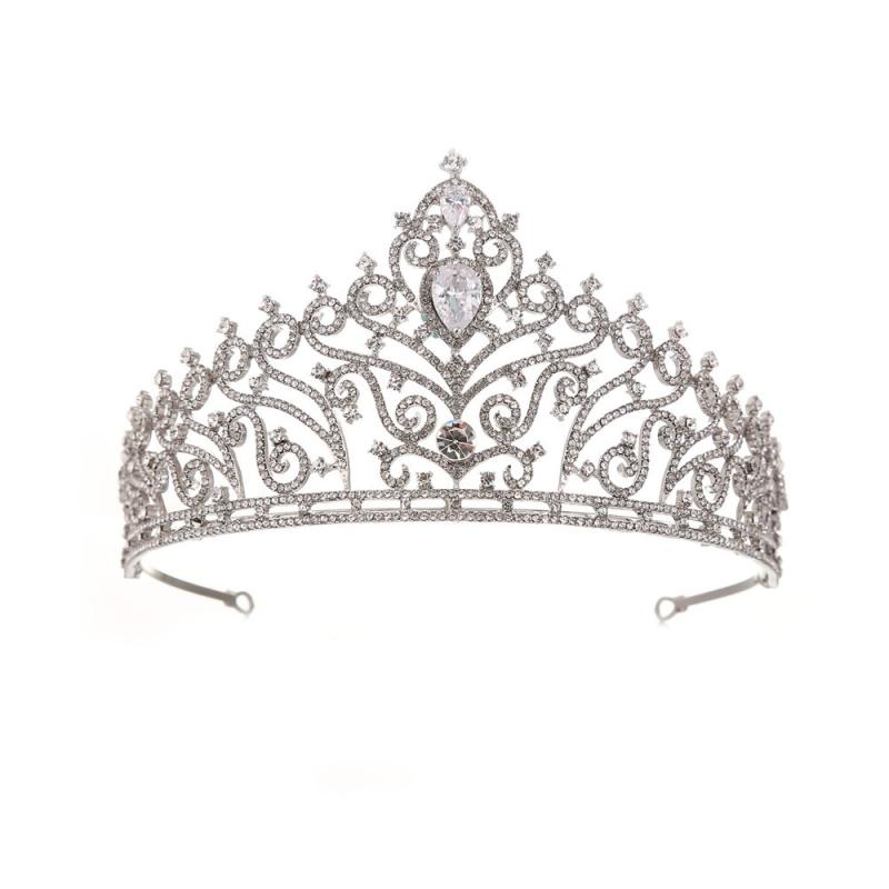 ティアラ レディース 花嫁 王冠 ジルコニア 装飾 水晶 ヘッドドレス ウェディング アクセサリー プリンセス スタイル…