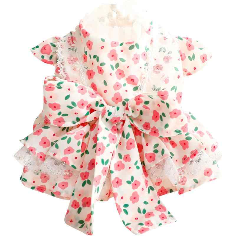 ワンピース 犬服 小型犬 春夏 薄手 綿 プリンセス お姫様 ロリータ フリル ドレス ローズ 花柄 小花柄 ピンク かわいい おしゃれ お散歩 お出かけ ドッグウェア キャット 猫 トイプードル チワワ ポメラニアン ヨークシャテリア
