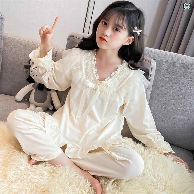 ふんわり暮らし鞄店のパジャマ 女の子 キッズ 長袖 ルームウェア 春秋 コットン 吸湿速乾 かわいい 柔らかい 丸首 無地 セットアップ 寝間着 部屋着 子供｜アングル2