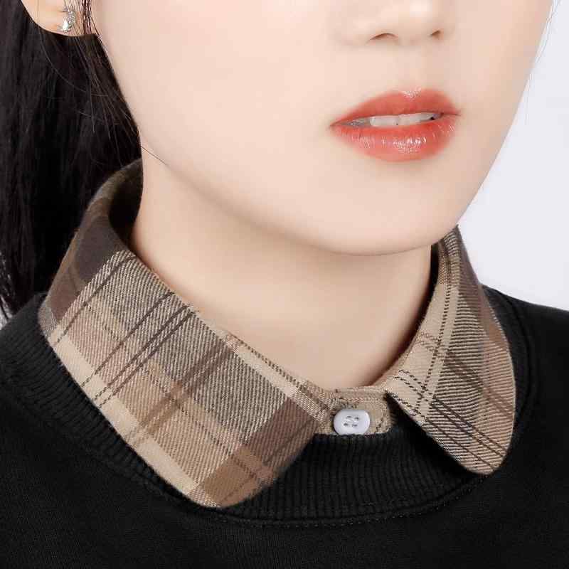 付け襟 レディース 女性用 チェック柄 無地 レース シャツ ニット セーター インナー トップス 重ね着 マルチウェイ カジュアル オフィス 韓国風 綿 ポリエステル アクリル 上品 春夏 尖襟 丸襟 スタンド襟