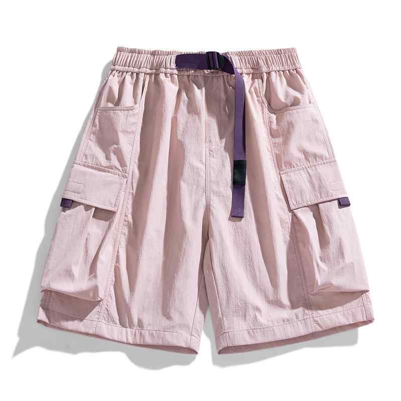 カーゴショートパンツ メンズ 春夏 ナイロン ストレッチ おしゃれ 快適 カジュアル 普段使い アウトドア 多機能ポケット ストレートシルエット イージーパンツ ブラック 無地 男女兼用