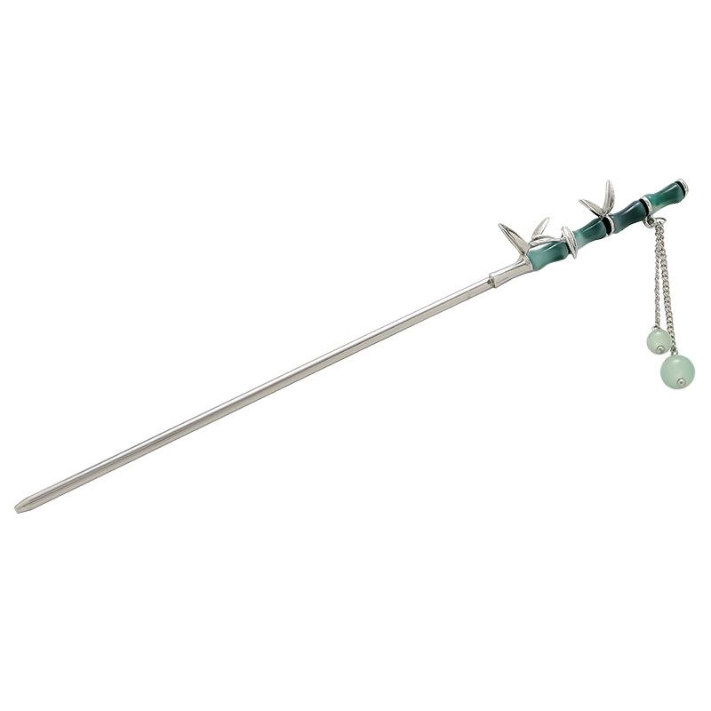 Accessories Supplies - ヘアアクセサリー レディース 新中式 和風 竹 葉モチーフ かんざし タッセル ぶら下がり モダン シンプル 個性的 まとめ髪 アップスタイル 高級感 合金製 シルバー 電気メッキ加工 簪