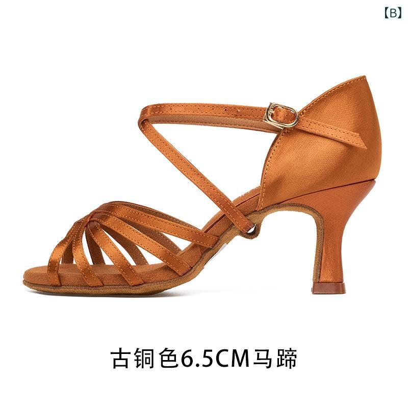 ダンスシューズ レディース ラテンダンス 社交ダンス ルンバ チャチャ 5本ストラッ...