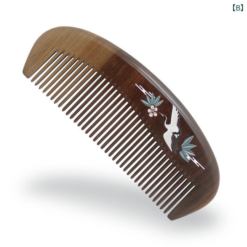 木製コーム メンズ レディース 桃の木 オシドリ柄 絵付け 漆塗り 和風 ヘアケア 頭皮マッサージ 美髪 普段使い 旅行用 おしゃれ 高級感 soarsole-10139129 ふんわり暮らし鞄店 サンプル画像3
