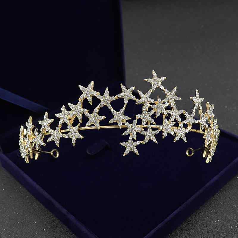 ティアラ レディース 花嫁 プリンセス 王冠 五芒星 ラインストーン 合金 ウェディング ヘッドドレス 結婚式 パーティー アクセサリー ゴールド ローズゴールド シルバー