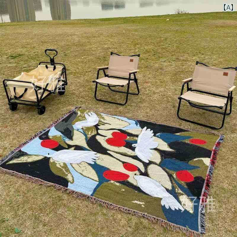 乐天商城 - ブランケット アウトドア キャンプ 湿気対策 レジャーシート ソファカバー スローケット 多機能 ジャガード織り タペストリー 北欧風 デザイン柄 ポリエステル コットン混紡 オールシーズン