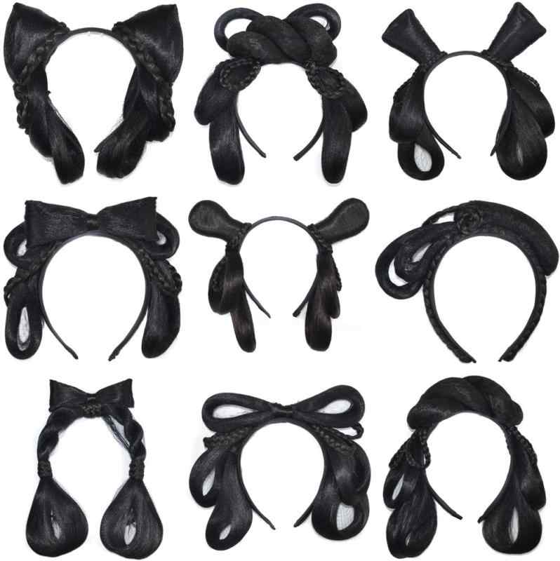 ヘッドバンド レディース 古風 漢服 猫耳 うさ耳 バタフライ フラワー ウィッグ かわいい コスプレ ヘアアクセサリー 楽ちん アップスタイル 素材 古典 ロングヘア