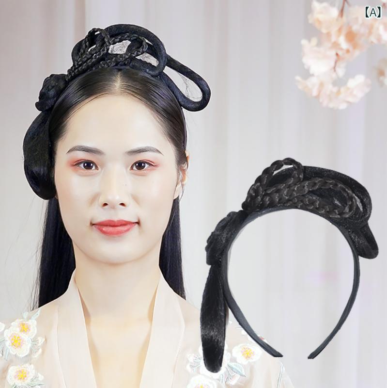 ヘッドバンド レディース 古風 漢服 猫耳 うさ耳 バタフライ フラワー ウィッグ かわいい コスプレ ヘアアクセサリー 楽ちん アップスタイル 素材 古典 ロングヘア 2