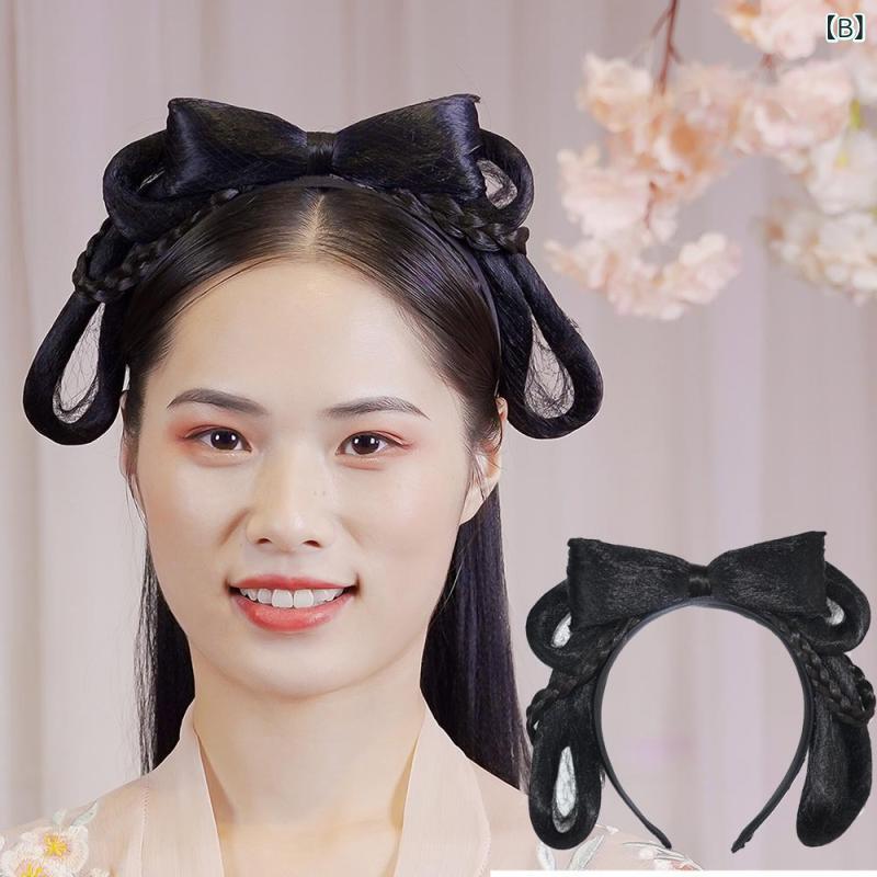 ヘッドバンド レディース 古風 漢服 猫耳 うさ耳 バタフライ フラワー ウィッグ かわいい コスプレ ヘアアクセサリー 楽ちん アップスタイル 素材 古典 ロングヘア 3