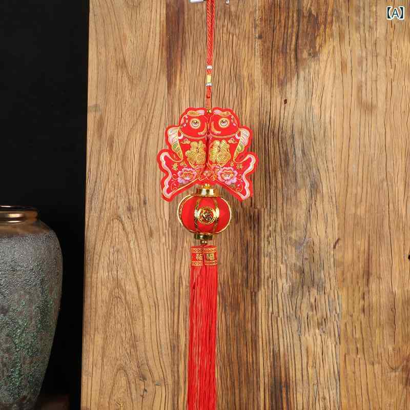 正月飾り ベルベット 提灯 ランタン 中国結び 吉祥結び 招き猫 金の福袋 財神様 魚 双魚 元宝  ...