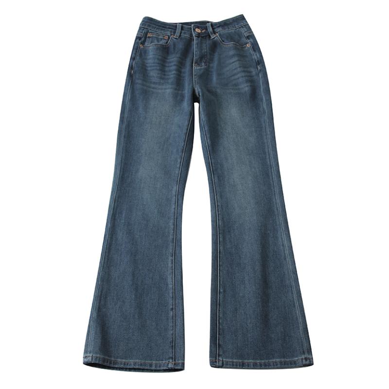 Other - デニムパンツ レディース ハイウエスト ブーツカット フレア ジーンズ ストレッチ 細見え スタイルアップ レトロ ウォッシュ加工 カジュアル 春夏 ロング丈