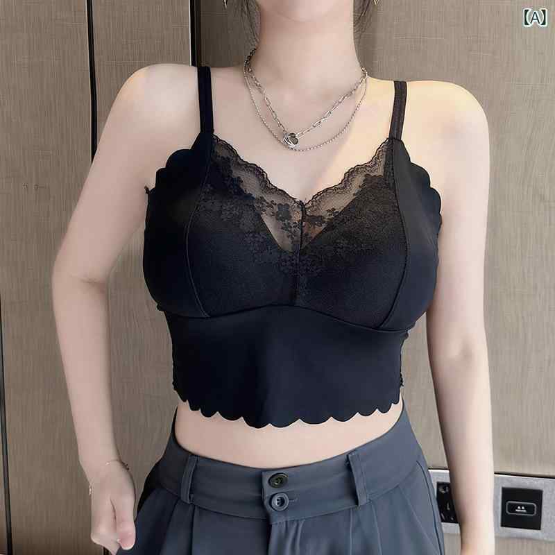 ブラトップ レディース セクシー レース 美背 チューブトップ 接触冷感 シームレス ノンワイヤー カップ付き 快適 インナー 脇高 背中見せ 春夏 soarsole-10165918 ふんわり暮らし鞄店 サンプル画像2
