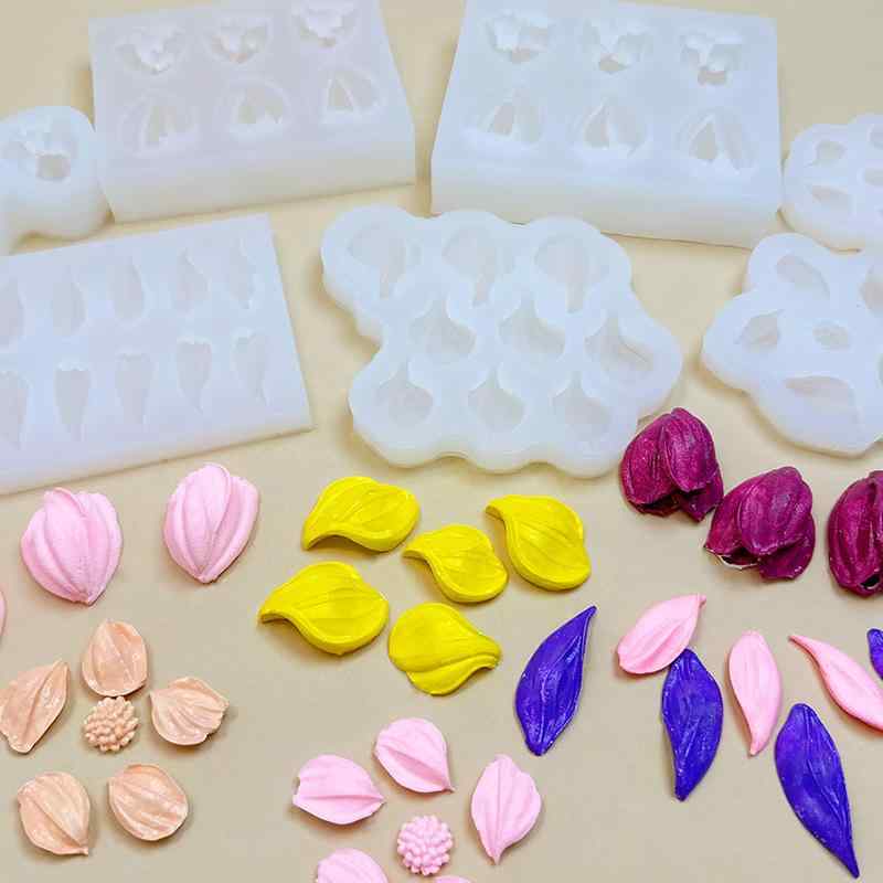 ケーキ型 シリコンモールド 花 チューリップ 葉っぱ チョコ型 ハンドメイド ケーキ...
