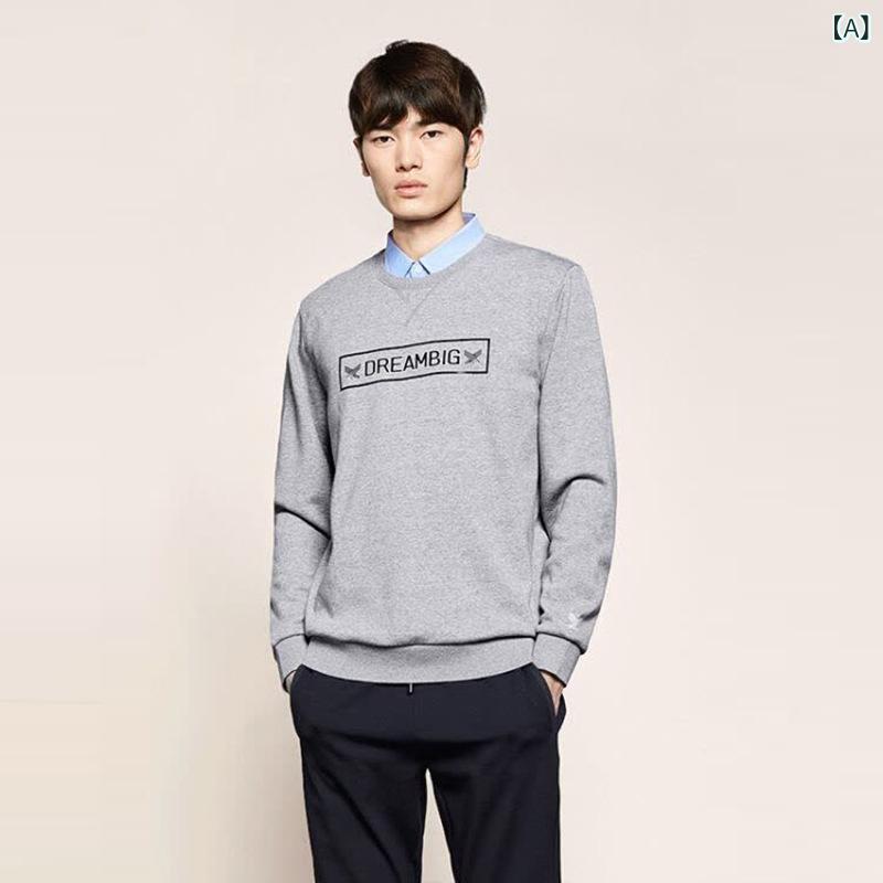 乐天商城 - Tシャツ メンズ 男性用 カジュアルスタイル シャツ襟 襟付き 裏起毛 厚手 保温 フェイクレイヤード 重ね着風 スリムフィット 綿 コットン 通気性 吸湿速乾 長袖 プリント柄 トップス 秋冬