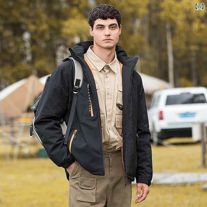 裤子 - ジャケット メンズ 男女兼用 カップル 秋冬 フード付き 機能性 中綿入り トレンド カジュアル 着回し マウンテンパーカー アウター 防水 防風 保温 透湿 ポリエステル アウトドア 登山 キャンプ サイクリング