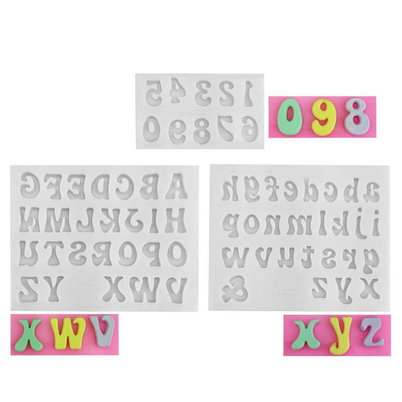 シリコンモールド DIY アルファベット 数字 大文字 小文字 フォンダン チョコレート ケーキ デコレーション お菓子作り 製菓道具 バレンタイン 誕生日