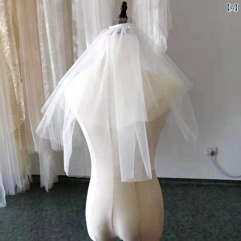 ベール 子供 光る 小型 二層 ソフトネット メタル 挿入 シンプル ポリエステル 結婚式 ヘッドドレス かわいい おしゃれ アイボリー ホワイト ベージュ フォトウェディング パーティー アクセサリー