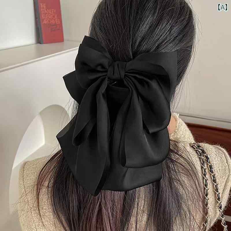 ヘアアクセサリー レディース 大きなリボン ヘアクリップ 低めポニーテール ハーフ...