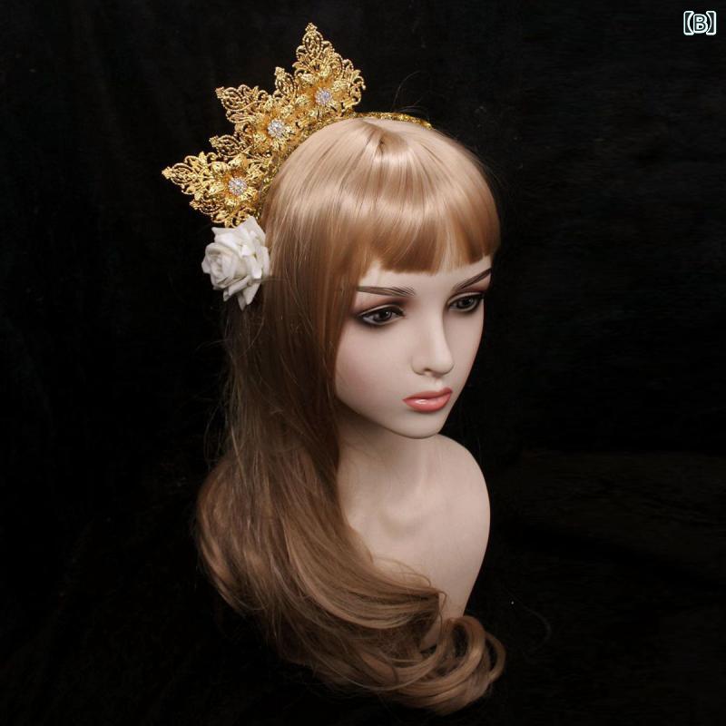 ヘッドアクセサリー レディース ロリータ 新婦 王冠 DIY 材料セット 結婚式 写真撮影 ランウェイ アニメ コスプレ アクセサリー 金属 電気メッキ加工 かわいい デザイン 2