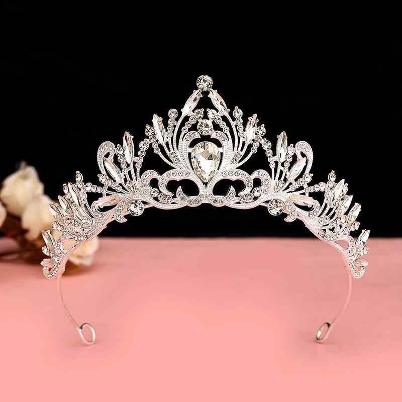ティアラ レディース ウェディング プリンセス クイーン クラウン 韓国風 結婚式 誕生日 ヘッドアクセサリー 合金 白水晶 電気メッキ シルバー ゴールド ローズゴールド