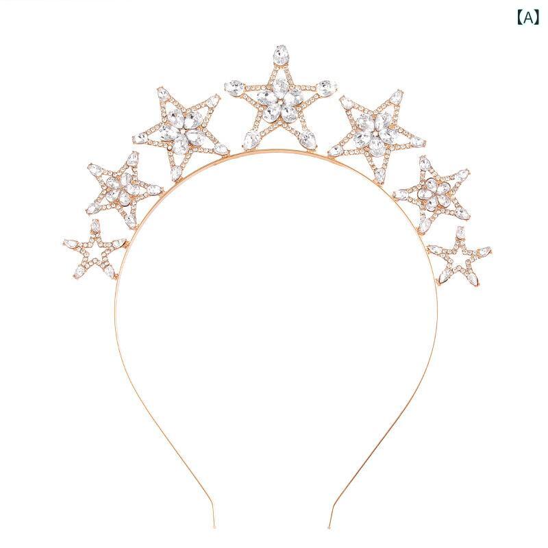 Rakuten - ヘアアクセサリー メンズ レディース 星モチーフ ラインストーン ヘッドバンド 金 銀 ローズゴールド 電気メッキ加工 個性派 パーティー 誕生日 ウェディング かわいい スタイリッシュ 秋