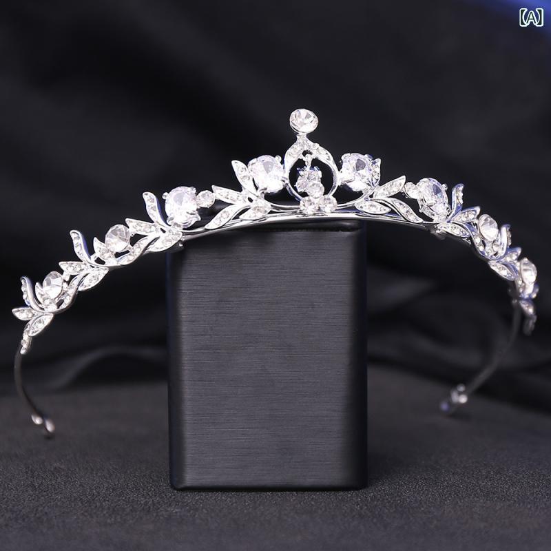 ヘアアクセサリー レディース 王冠 韓国風 小型 合金 ジルコニア 白水晶 セット ウェディング 成人式 結婚式 誕生日 ギフト 白 シルバー ゴールド 春