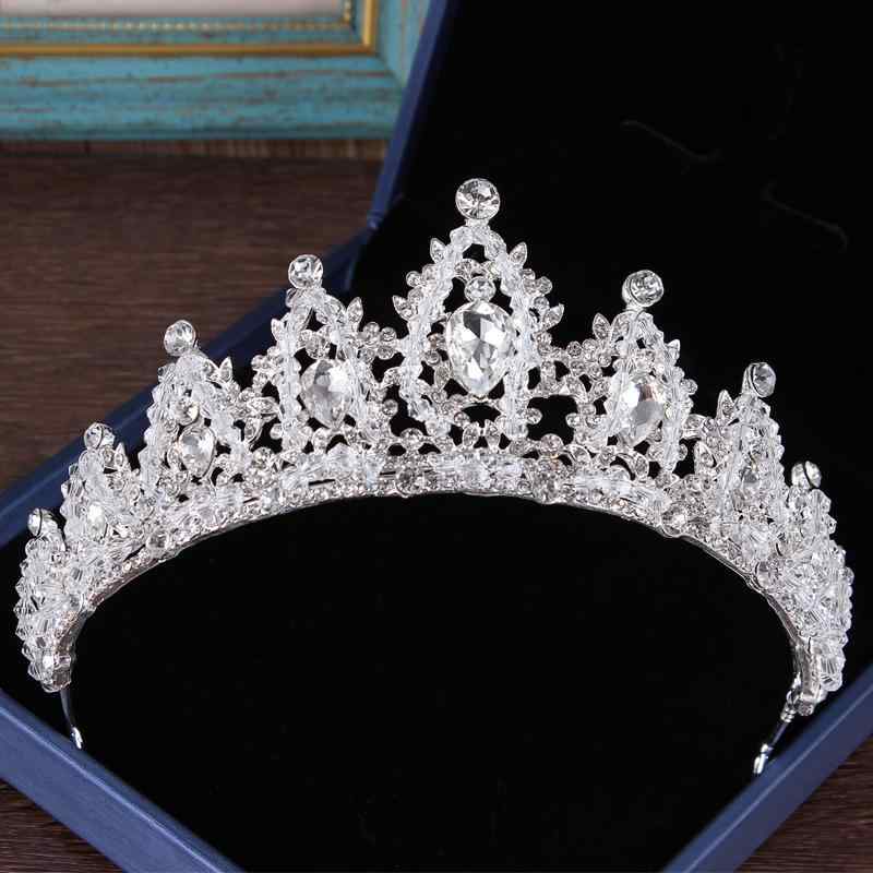 ウェディング ヘアアクセサリー レディース プリンセス ティアラ クラウン 白水晶 ビーズ 手作り メタル シルバー 結婚式 新婦 ブライダル かわいい ファッション
