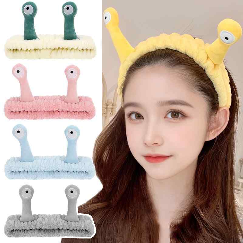 乐天商城 - ヘアバンド レディース 洗顔 かわいい カタツムリ フワフワ カードーン 面白い 動物 モチーフ 布 柔らかい 緑 ピンク イエロー 美容 ヘアアレンジ 普段使い